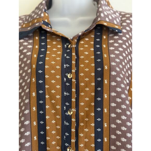ee:some Womens Size S Button Up Dolman Black/Brown Stripe Shirt Boho Retro NWT - Picture 2 of 5